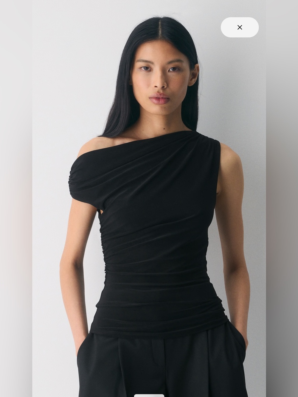 Aritzia Babaton Black One-Shoulder Draped Top - Picture 1 of 5